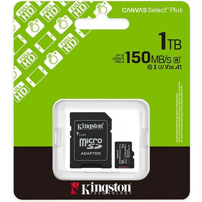 Kingston 1TB microSDXC Canvas Select Plus Gen3 150MB/s A1 Card + Adapter - Carte SD
