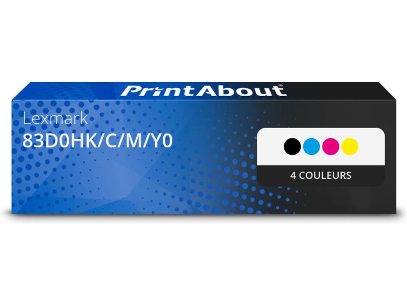 Toner compatible Lexmark 83D0HK/C/M/Y0 - 4 couleurs - Capacité normale - Multipack