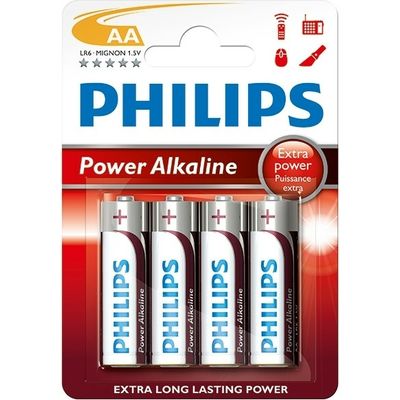 Philips Power Alkaline LR6 Mignon AA 4 stuks - Piles